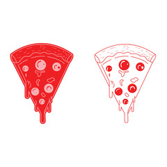 Pizza Vector logo design template and graphic elements for advertising, branding, posters and banners illustrations with mascot abstract stickers and line icons .