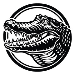 a crocodile head silhouette vector on white background.