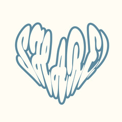 Naklejka premium Heart shaped Bold SHARE Typography, Abstract Illustration, Halftone of Blue and White