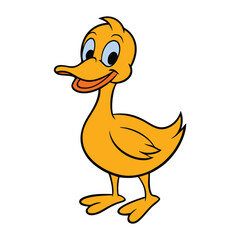 cute cartoon duck  drawing vector illustration.