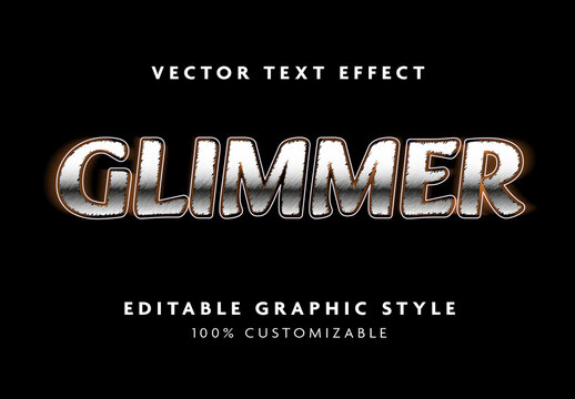 Black and White Bold Glossy Text Effect