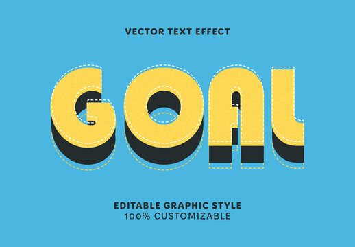 Black and Yellow Bold Stitched Outline Text Effect