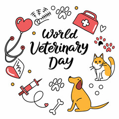 WORLD VETERINARY DAY vector illustration