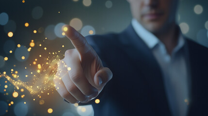 Digital Transformation Businessman Interacting with Futuristic Technology Interface