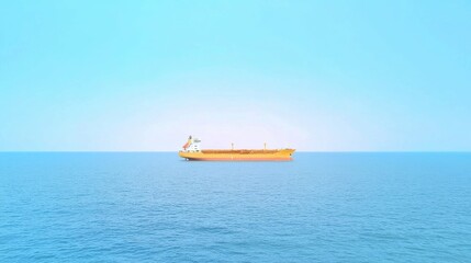 Ship sailing on calm blue waters under a clear sky.