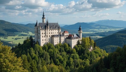 Fototapeta premium Fairytale Castle Hilltop Landscape - Fairytale/Fantasy
