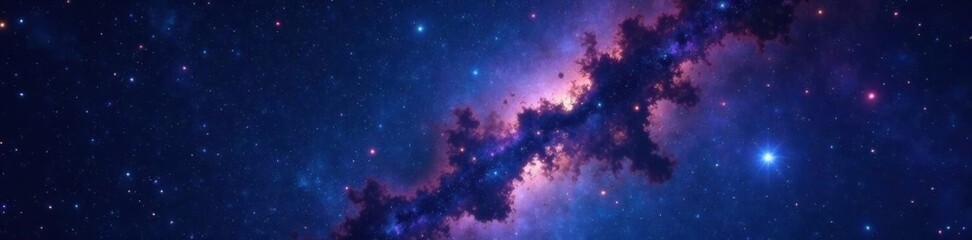 Fototapeta premium Dark starry night sky with galaxies and nebulas, universe, galaxies, celestial