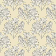 Hand drawing botanical seamless pattern, embroidery, textile, fabric, silk, vector illustration design.