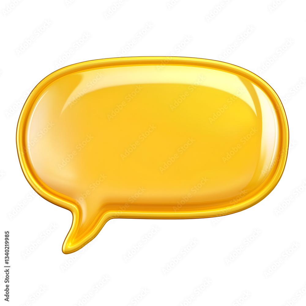 Poster a boldly colored sleek and minimalist yellow speech bubble against a transparent background designed