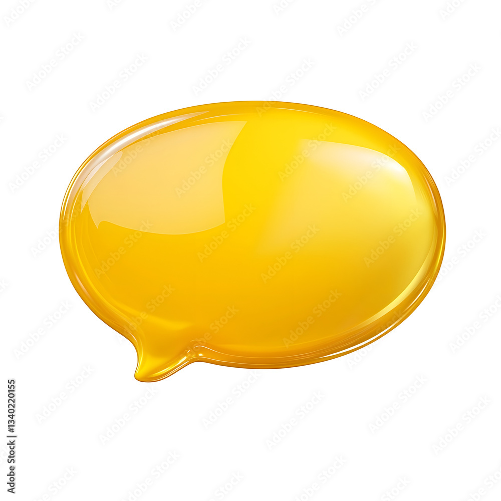 Poster a vibrant glossy yellow speech bubble with a smooth stylish design isolated on a clean white backgro