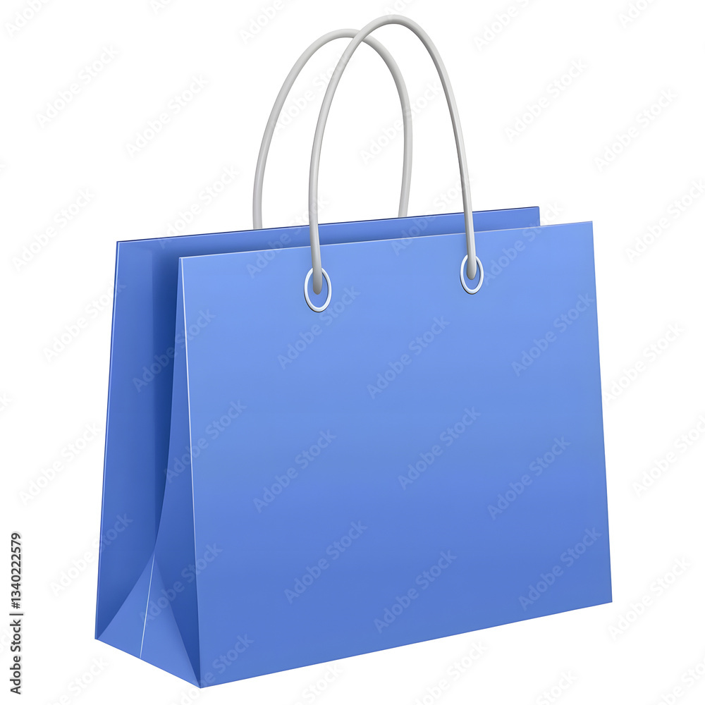 Fototapete a clean and simple 3d rendering of a modern matte blue shopping bag with minimalist design and white