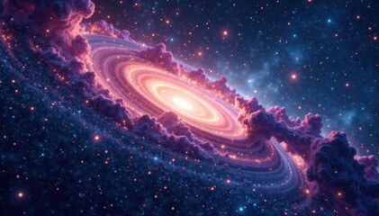 Cosmic nebula with swirling patterns of starlight and stardust, shimmering, glittery