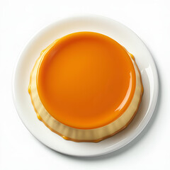 Delicious caramel flan dessert on a white plate