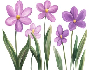 Watercolor Purple Flowers  Botanical Illustration  Floral Design