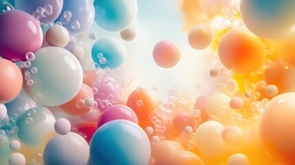 A playful arrangement of colorful balloons set against a bright, soft background for a fun celebration.