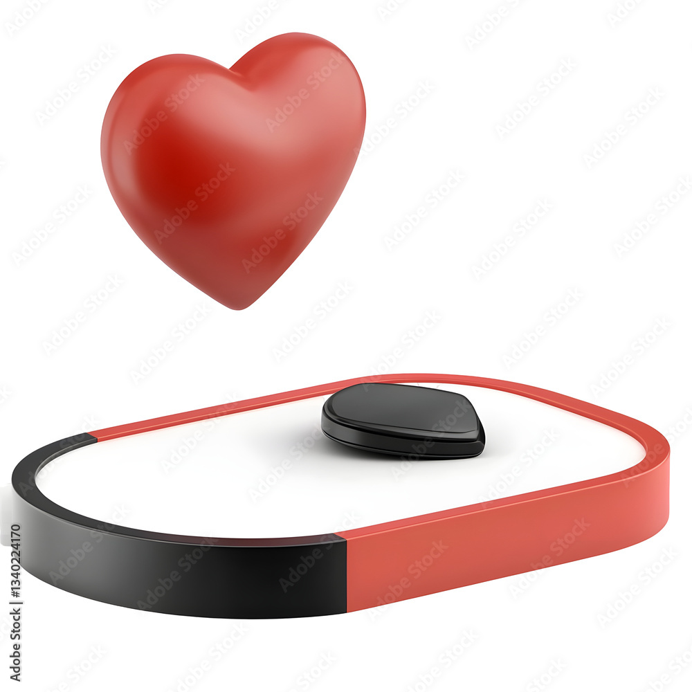 Poster a modern and sleek 3d heart shaped notification icon representing social media engagement and apprec