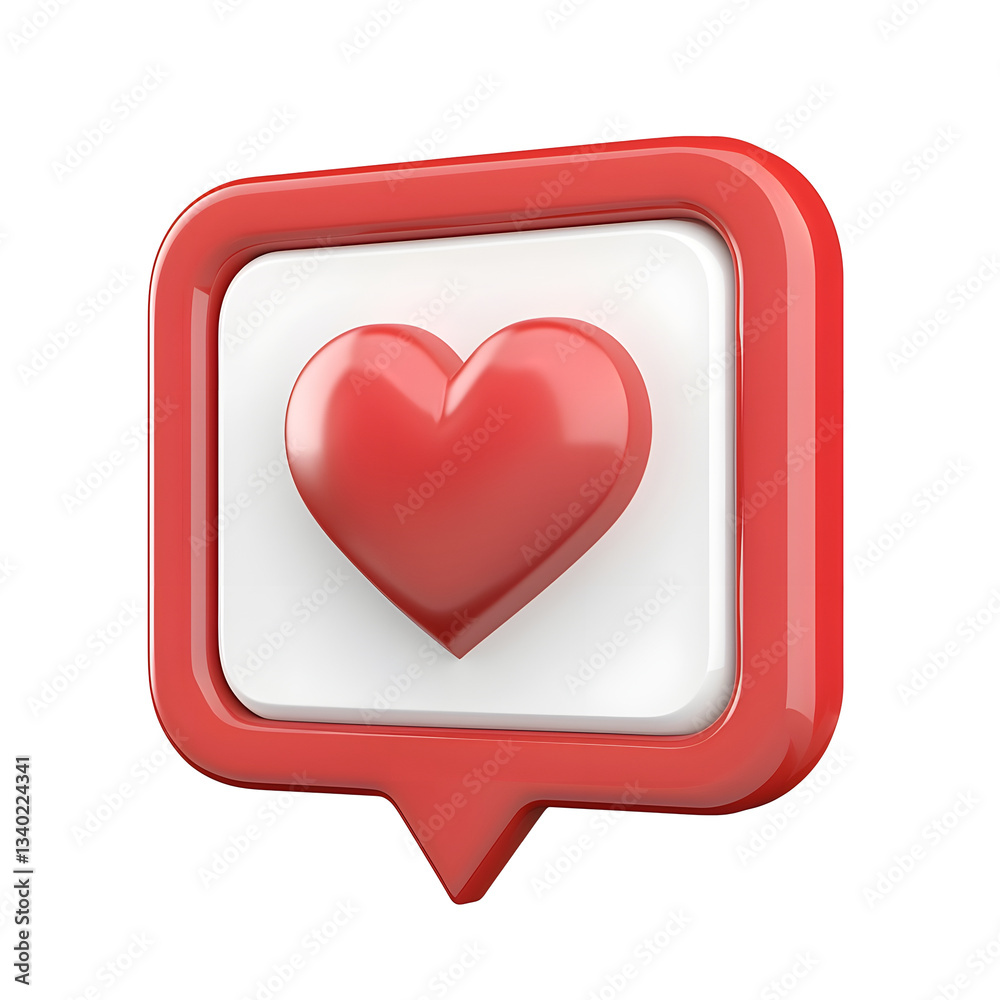 Aufkleber a vibrant glossy 3d heart icon floating in a minimalist speech bubble representing social media like