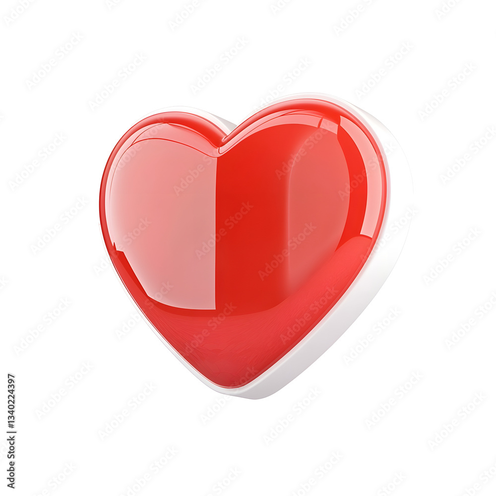Aufkleber A minimalist and elegant 3D heart icon with a dazzling crystalline reflective texture isolated within a transparent chat bubble for social media and digital communication applications