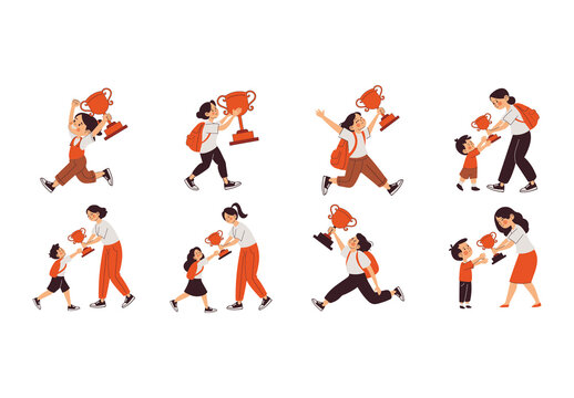 Colorful Best Student Award Illustration Set