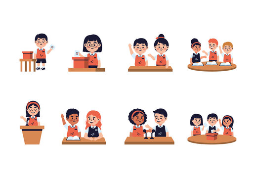 Colorful Student Council School Government Leadership Illustration Set