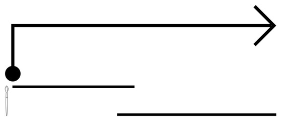 Obraz premium Bold arrow starts from black dot, with lines representing divisions or steps. Minimal pipette adds scientific touch. Ideal for progress, science, precision, research, connectivity, process flat