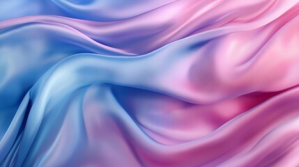 Fototapeta premium Blue and pink silk fabric with smooth folds, soft texture. Elegant textile background.