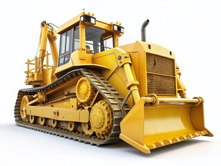 Obraz premium Industrial Yellow Bulldozer Isolated on White Background - Heavy Equipment Stock Photo