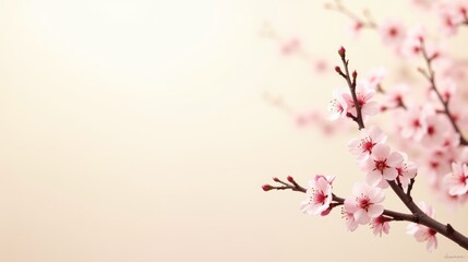 Fototapeta premium Delicate Cherry Blossom Branches Against a Minimalist Background