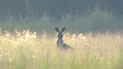 Obraz premium a kangaroo in countryside environment