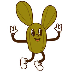 Illustration of Cute Cactus. Vector Character in Cartoon Style.