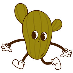 Illustration of Cute Cactus. Vector Character in Cartoon Style.