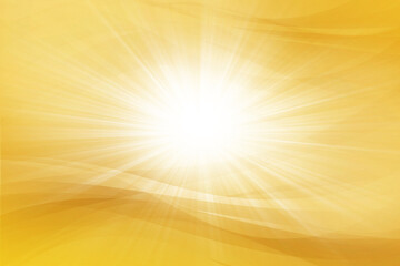 Obraz premium 集中線とウェーブ、曲線 金色の背景 