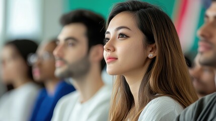 Diverse Audience Engaging in a Thoughtful Presentation at Conference