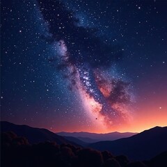 Fototapeta premium Celestial Star Field under Darkened Evening Skies, outer space, dark