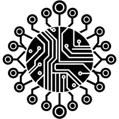 Fototapeta premium Modern Artificial Intelligence Symbols for Digital and Tech Projects 