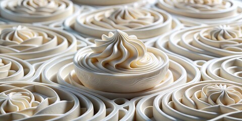 Intricate White 3D Labyrinth Food Photography:  Whimsical Dessert Maze