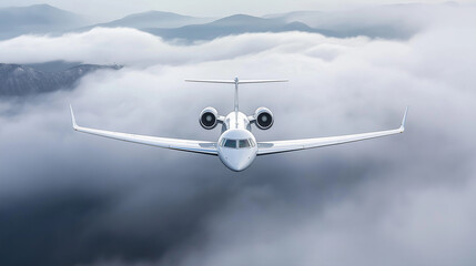 Cessna Citation CJ3 Private Jet Flying Above the Clouds.