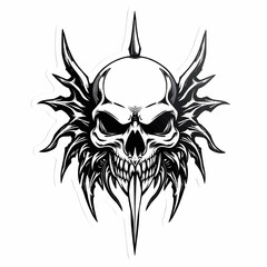 Obraz premium Gothic Vector Art Vinyl Sticker on White Background - Black Ink Style with Intricate Details