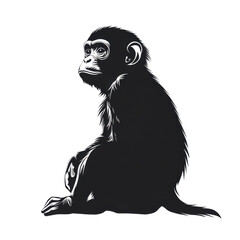 Fototapeta premium Silhouette of a monkey sitting wildlife illustration black art studio view