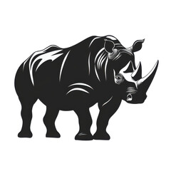 Obraz premium Rhinoceros silhouette illustration animals black and white abstract view
