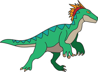 Obraz premium Green Raptor Dinosaur with white Background