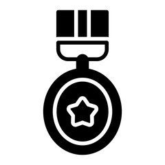 Classic round medal glyph icon with a star center for achievements