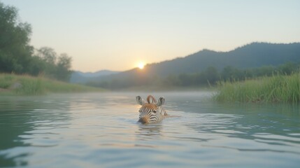 a zebra in countryside environment
