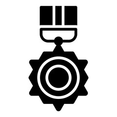 Eight pointed medal glyph icon representing high level recognition