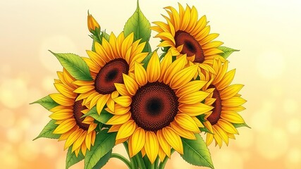 Obraz premium Hand Drawn Sunflower Bouquets Coloring Pages - Vibrant Line Art Designs