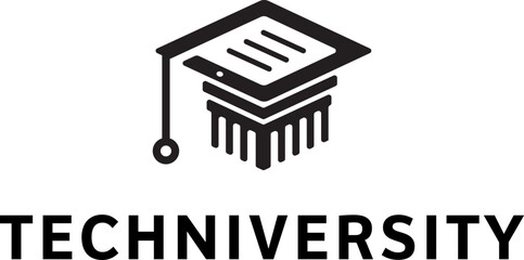 black silhouette simple technology education university or institute logo design