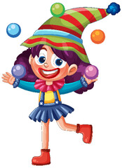 Colorful Clown Juggling with Joyful Expression