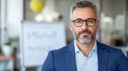 Naklejka premium Professional man with glasses in office setting
