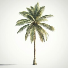 Obraz premium Isolated Coconut Palm Tree Against White Background with Light Shadow