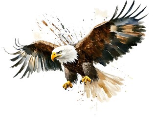 Fototapeta premium Majestic Bald Eagle Watercolor Painting